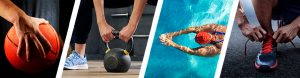 4 photos représentant différents sports pour illustrer le plateau sportif.