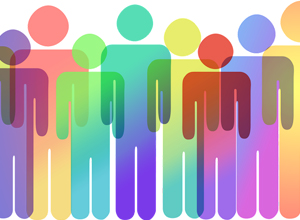 Illustration de plusieurs icones de personnes de différentes couleurs pour exprimer la diversité.